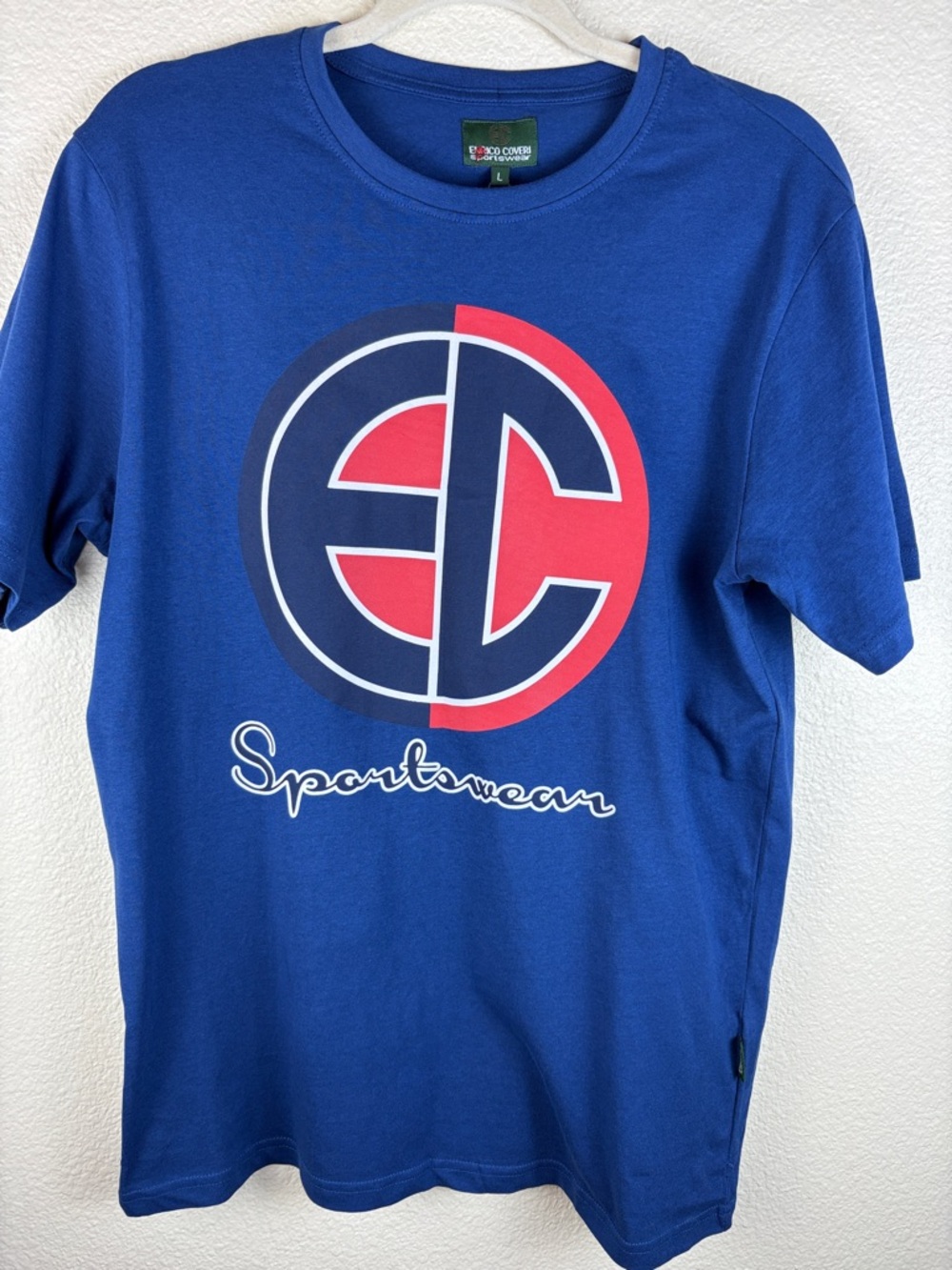 ENRICO COVERI SPORTSWEAR Blue Men's Tee EC Logo Size L NWT